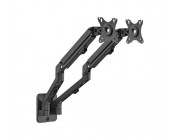 Monitor wall mount arm for 2 monitors up to 17-27-  Gembird MA-WA2-01, Adjustable wall 2 display mounting arm (rotate, tilt, swivel),  VESA 75/100, up to 7 kg, black